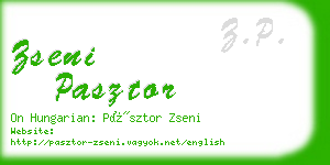 zseni pasztor business card